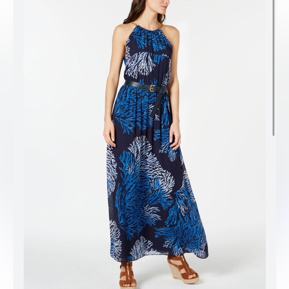 Michael Kors Dresses & Skirts - Michael Kors Navy Maxi Skirt with Blue Coral Print